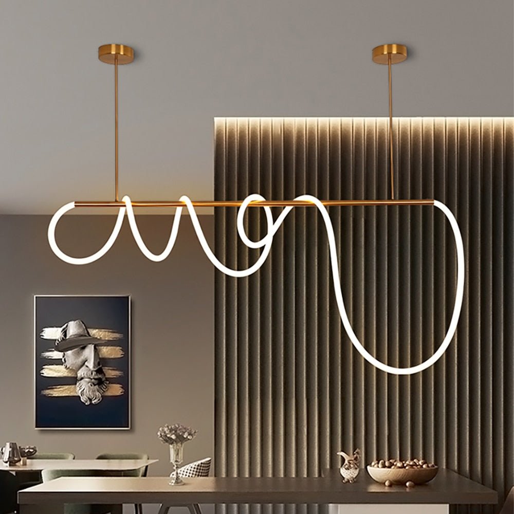 Modern LED Pendant Light Curved Silicone Rope Design - Detailed view