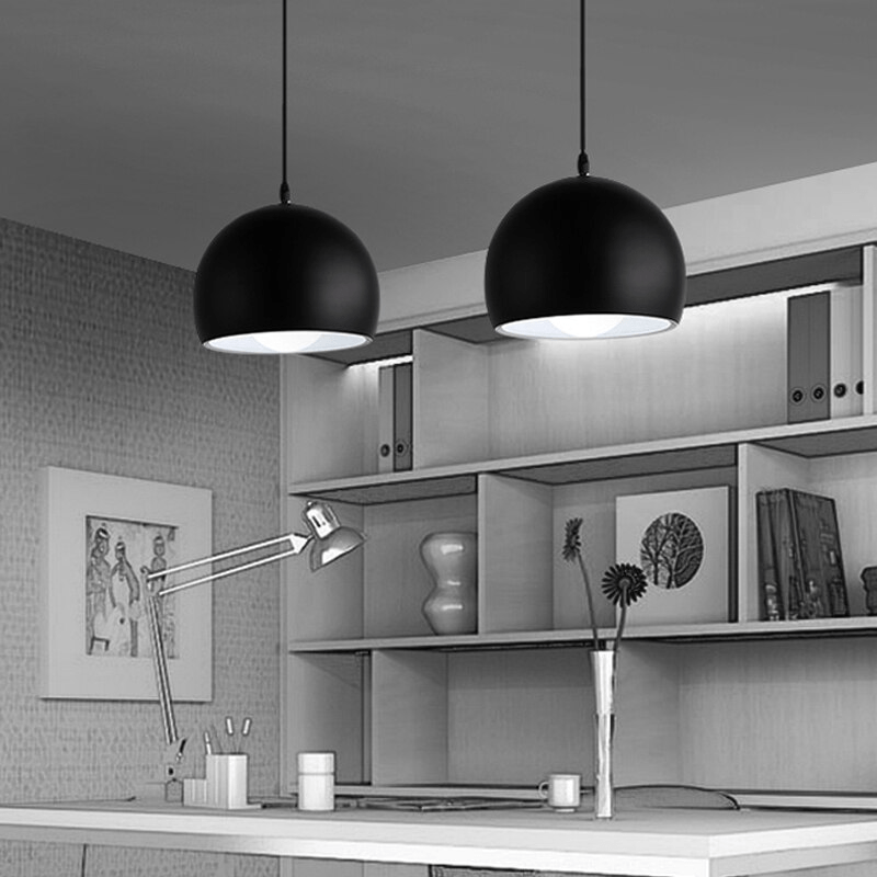 Modern Dome Pendant Light Matte Black Aluminum Design - Product example