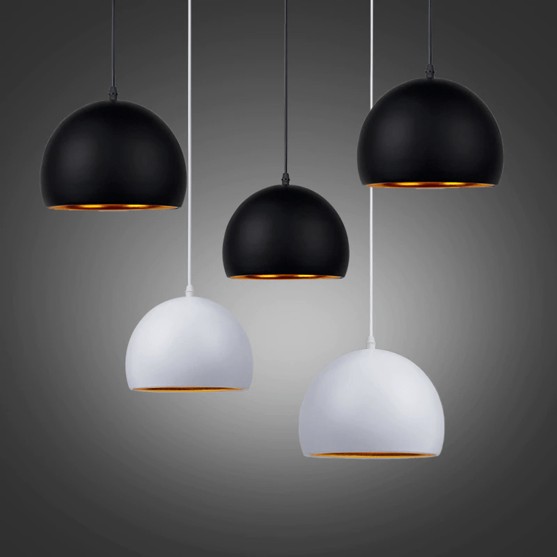 Modern Dome Pendant Light Matte Black Aluminum Design - Detailed view