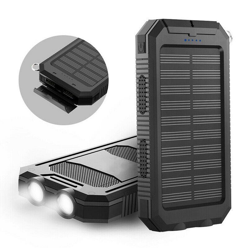 Outdoor Solar Power Bank  Dual USB Waterproof Charger with LED Light - Product showcase