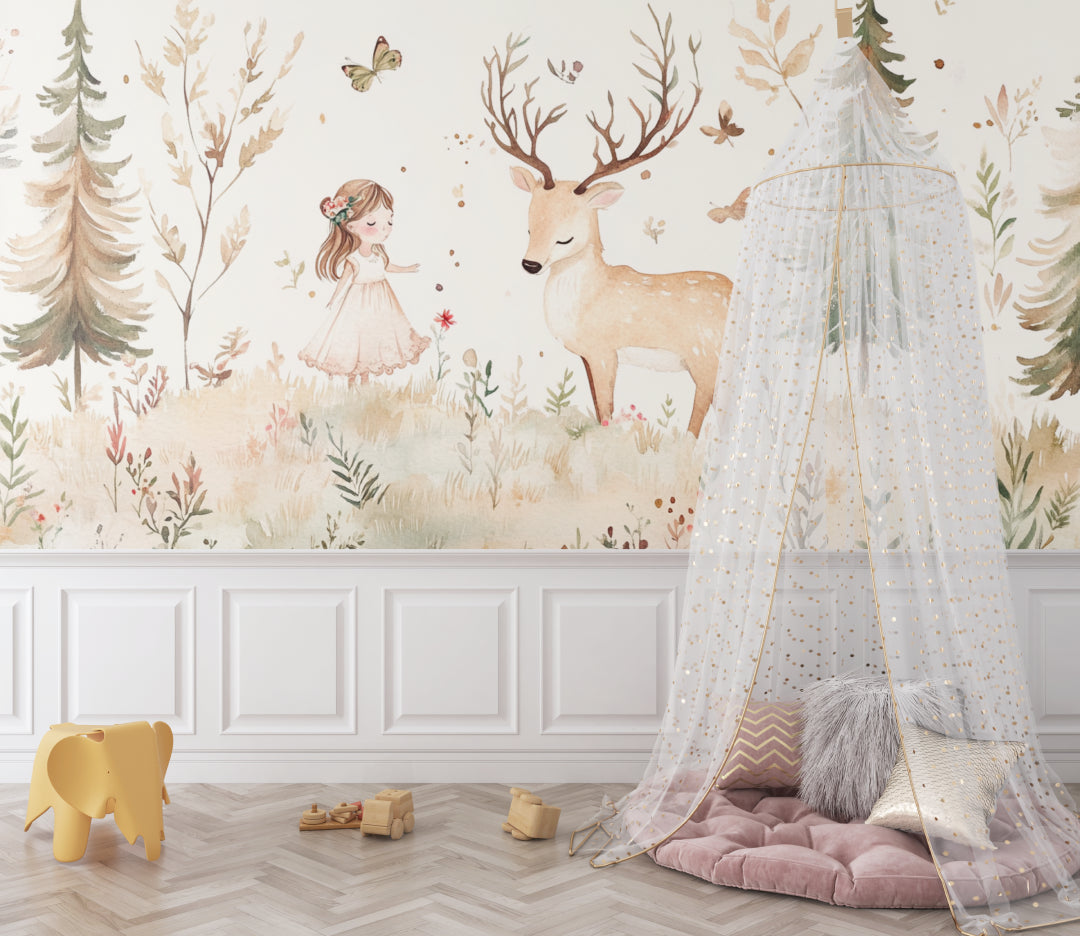 Pink Savanna Wallpaper adorning the walls of a reading nook