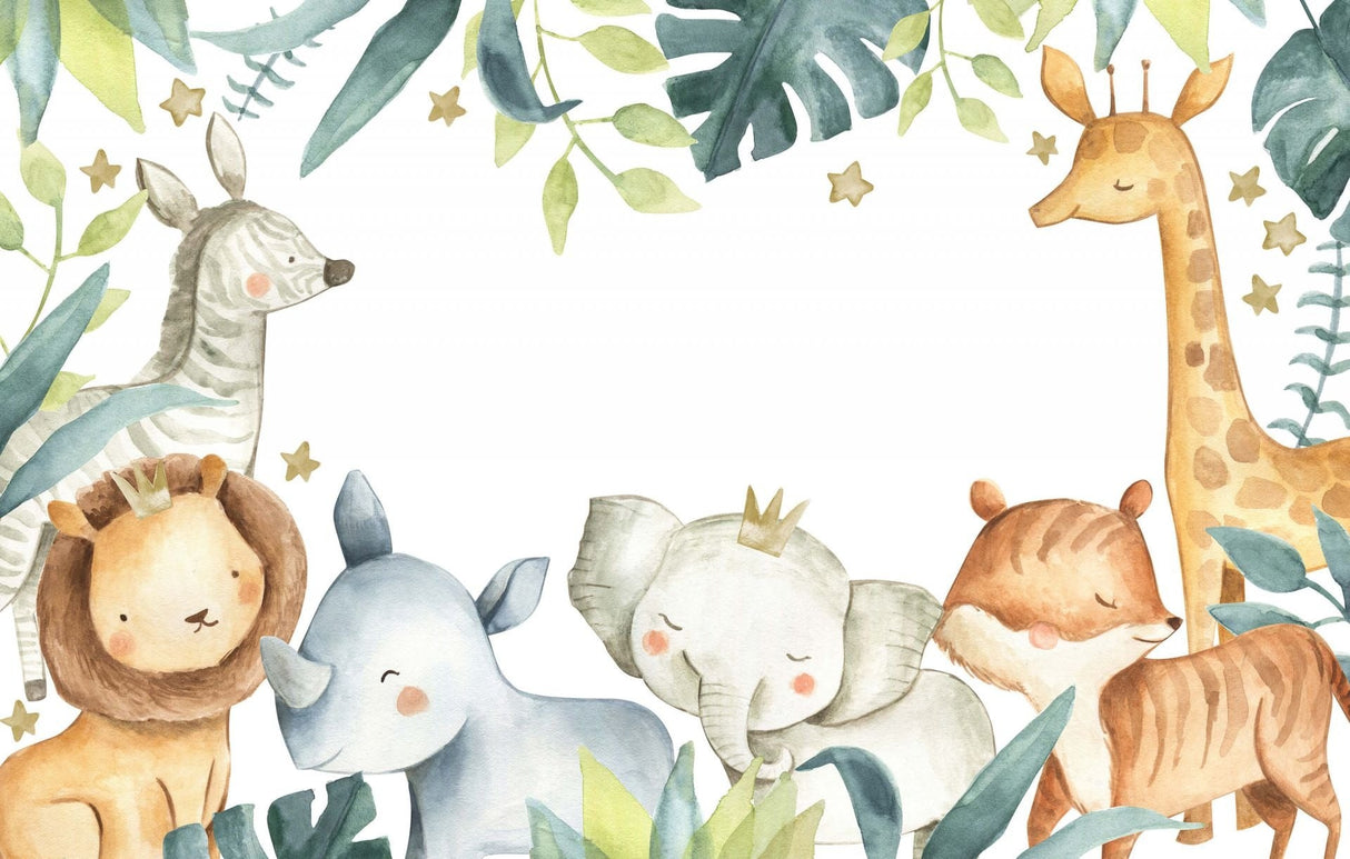 Safari Animals Wallpaper design file showing full pattern with gentle watercolor details