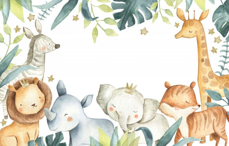 Safari Animals Wallpaper design file showing full pattern with gentle watercolor details