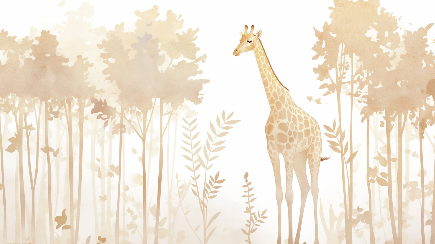 Safari Giraffe Wallpaper design file showing detailed beige watercolor pattern