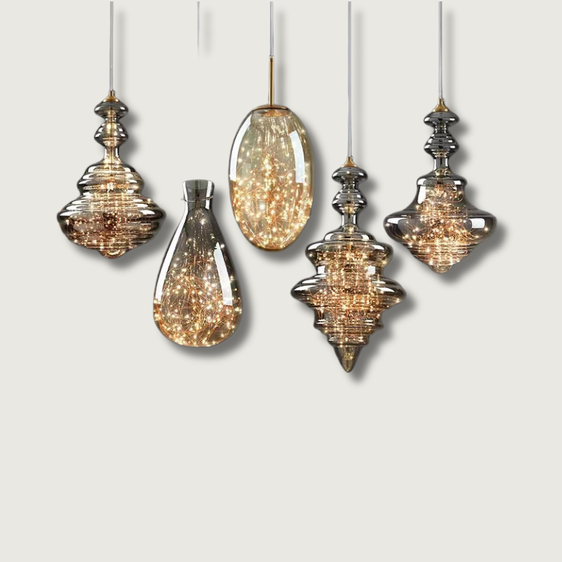 Modern Glass Pendant Light Smoked Grey LED Collection - Product showcase