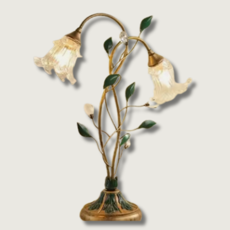Floral Table Lamp French Glass Petal Design - Product showcase