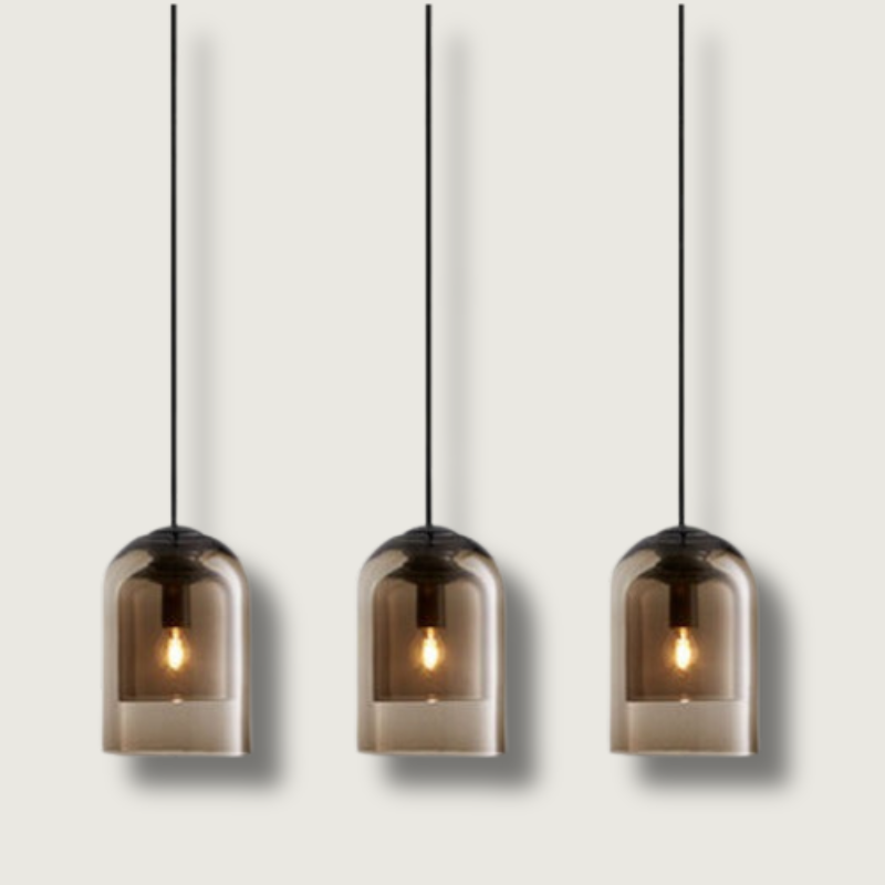 Modern Glass Pendant Light Smoked Dome Shade Design - Product showcase