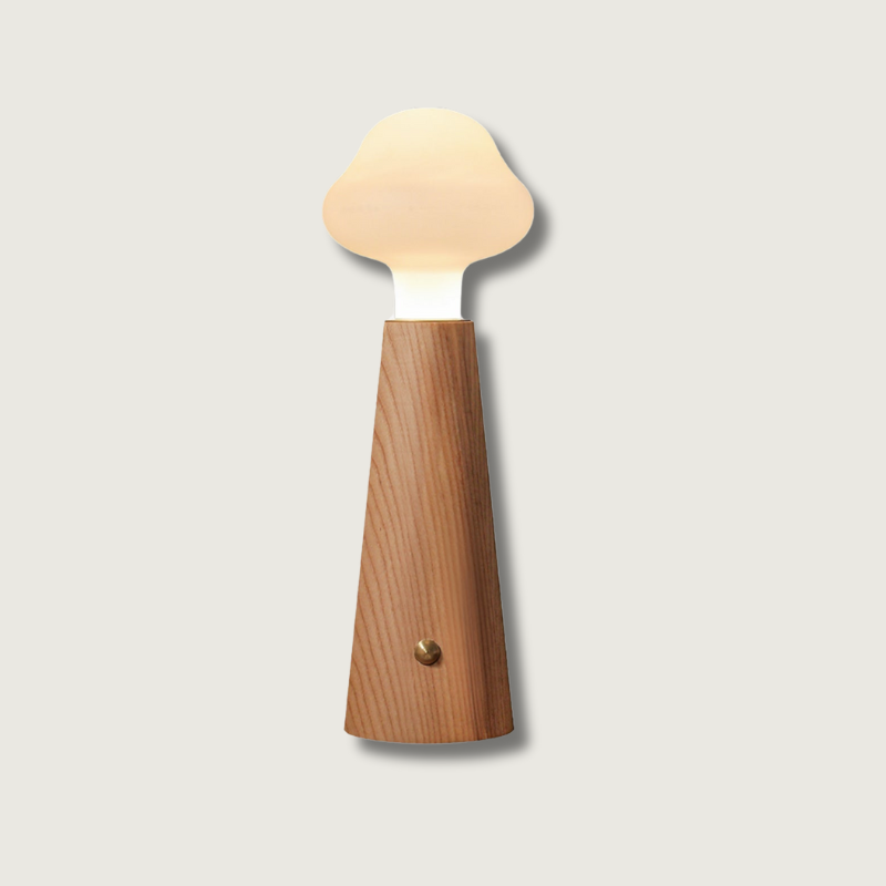Cloud Table Lamp  Natural Wood Base with LED Light - Product showcase