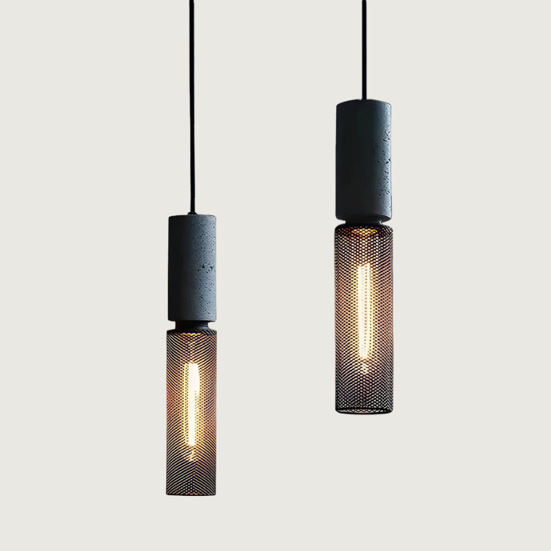 Industrial Pendant Light Concrete Iron Mesh Design - Product showcase