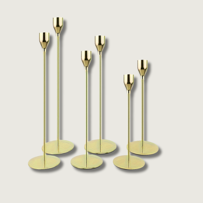 Modern Candle Holders Set  Brass-Finish Iron Stands - Product showcase