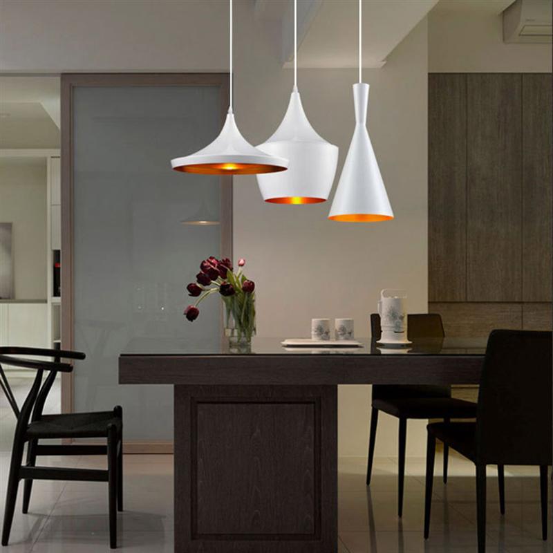 Modern Pendant Light White Aluminum Cone Design - Product example