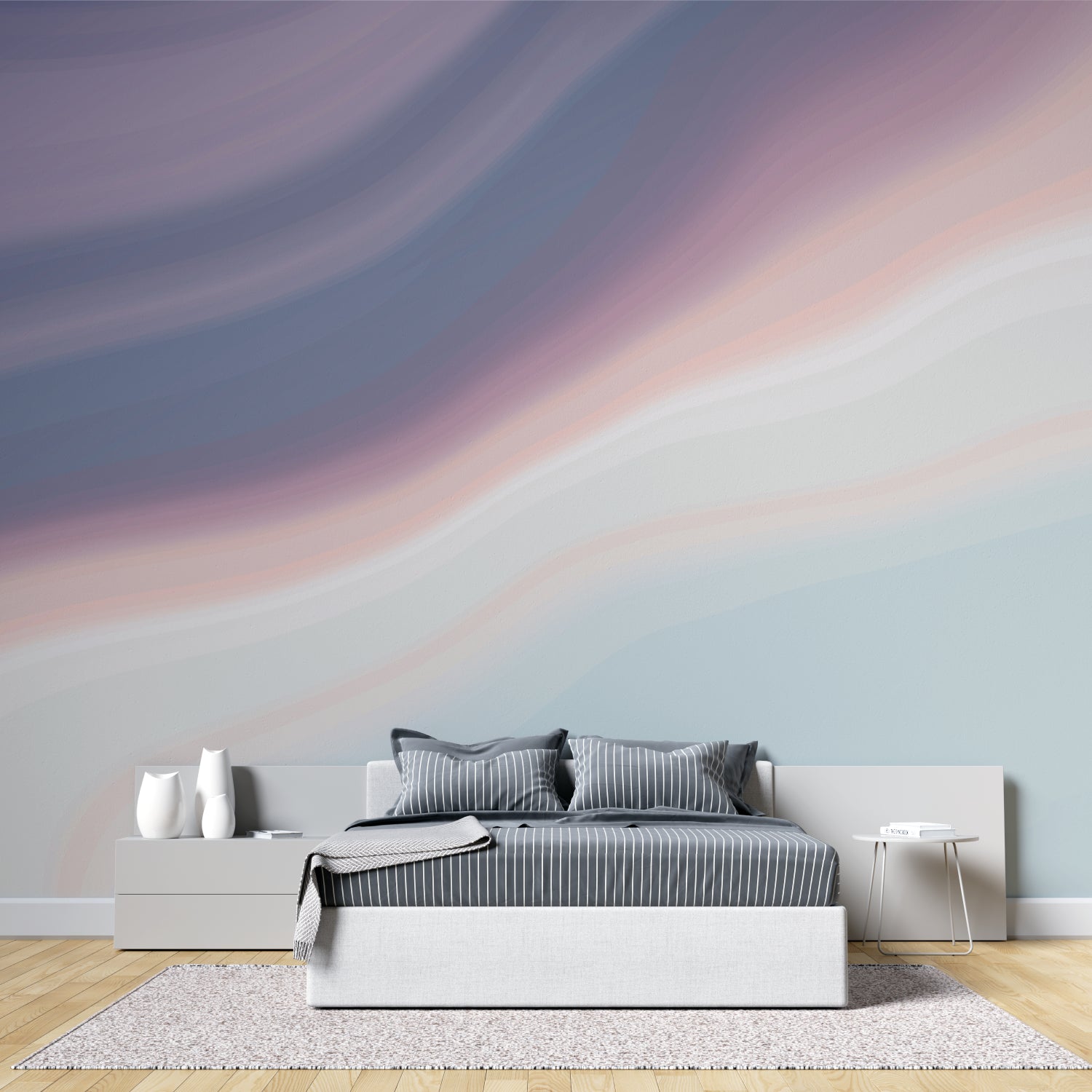 Sky inspired mural adding soft color to nursery walls