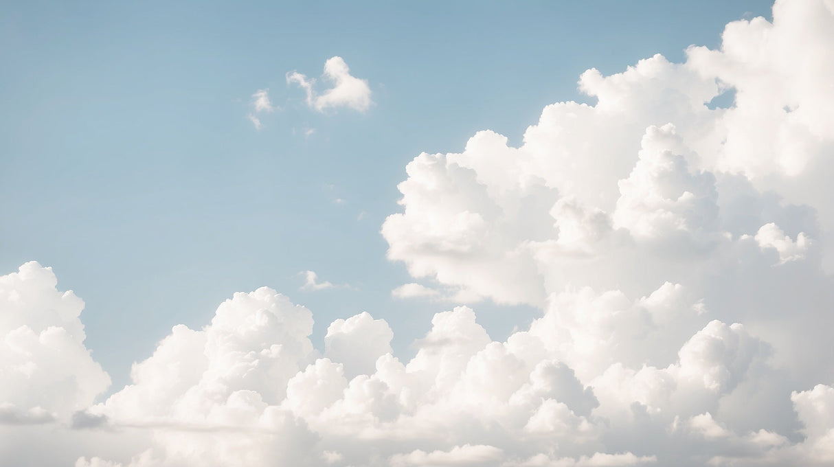 Sky wallpaper mural design file showing detailed cloud pattern and soft blue backdrop