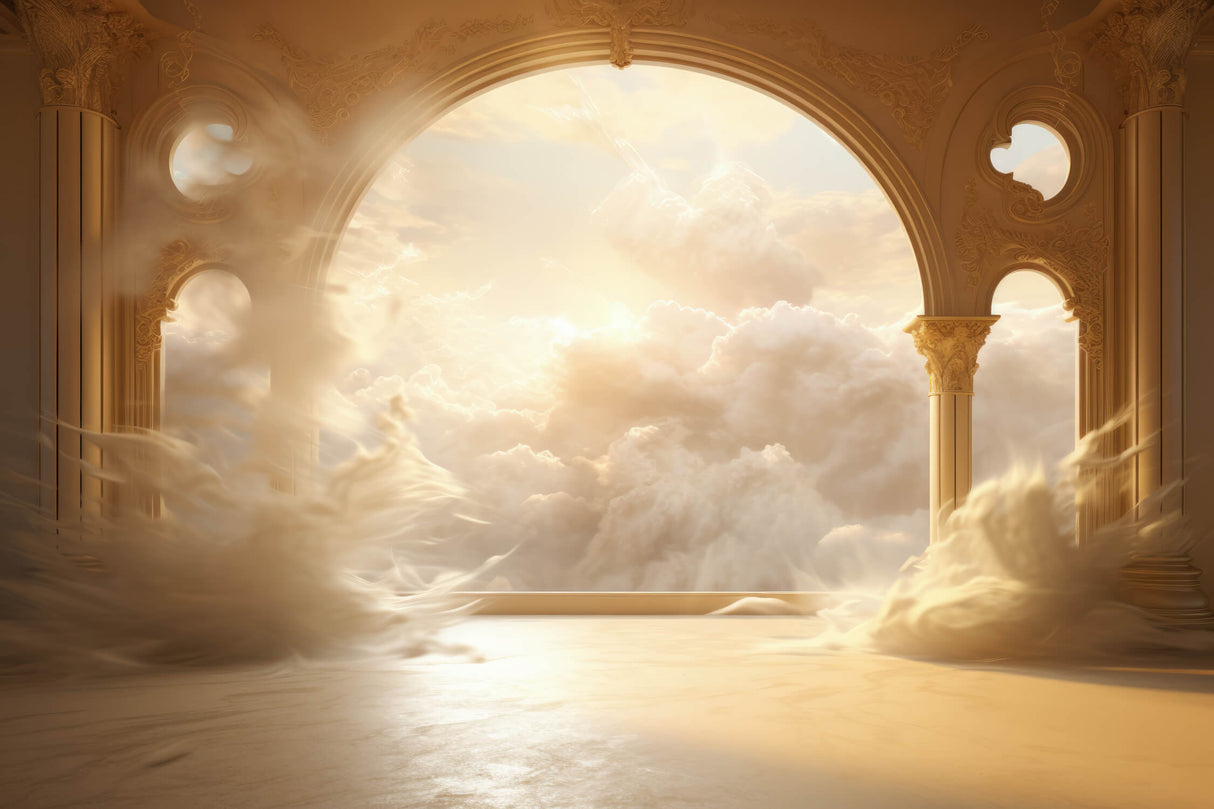Design file showing detailed golden arch and cloud pattern