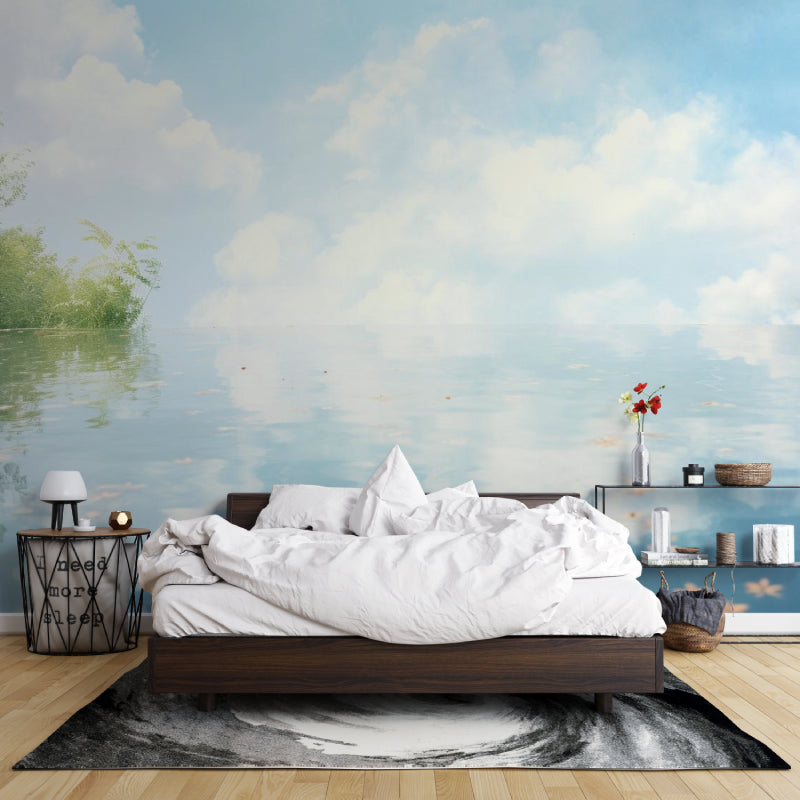 Sky mural wallpaper transforming a nursery into a dreamy space