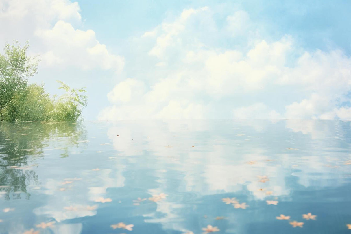 Design file showing gentle watercolor cloud pattern with soft blue sky tones