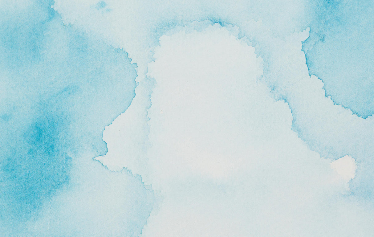 Watercolor cloud wallpaper design file showing gentle blue gradients and white cloud details