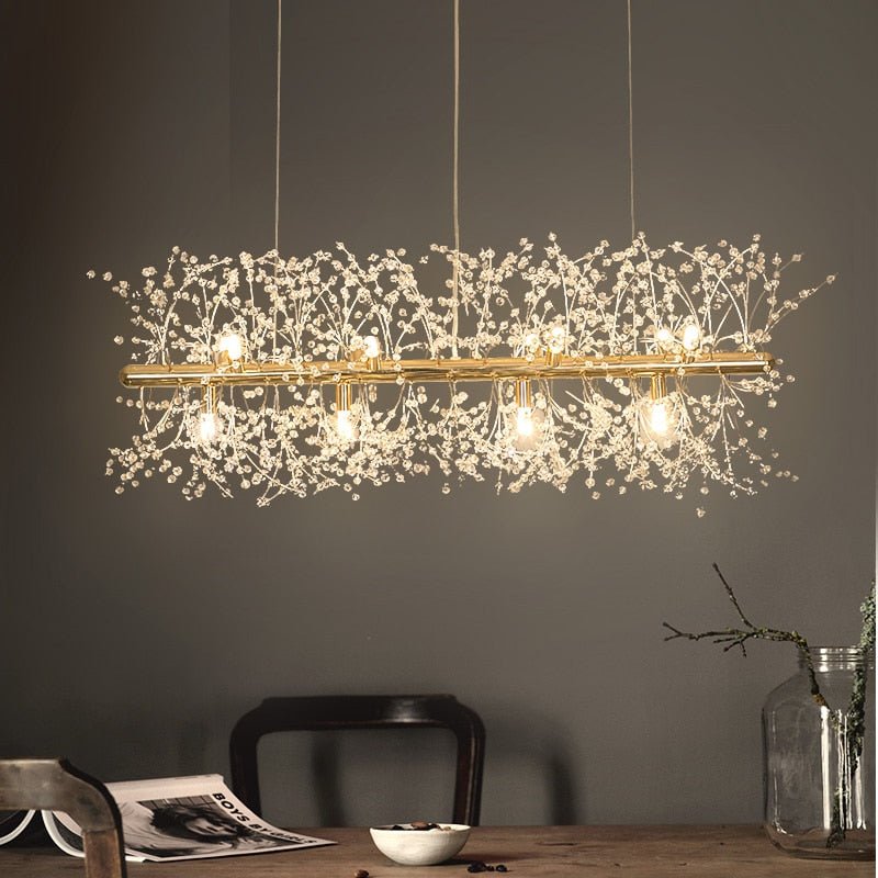 Crystal Snowflake Chandelier Gold Linear Suspension Light - Product example