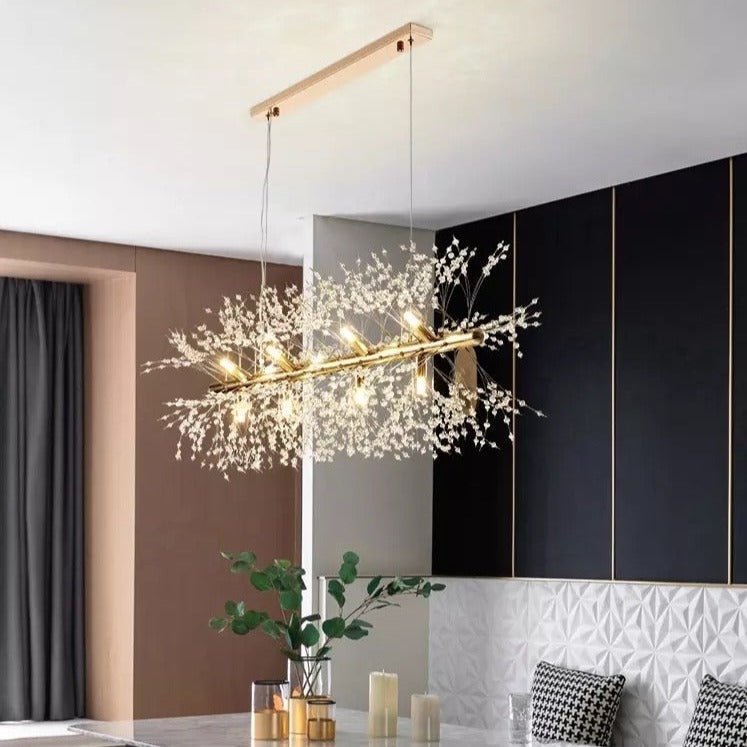 Crystal Snowflake Chandelier Gold Linear Suspension Light - Product detail 4