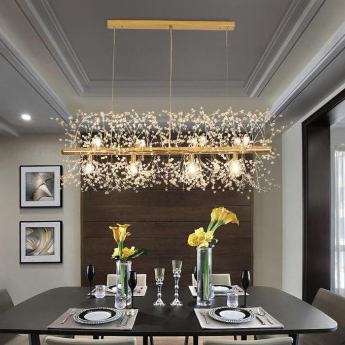 Crystal Snowflake Chandelier Gold Linear Suspension Light - Product detail 5