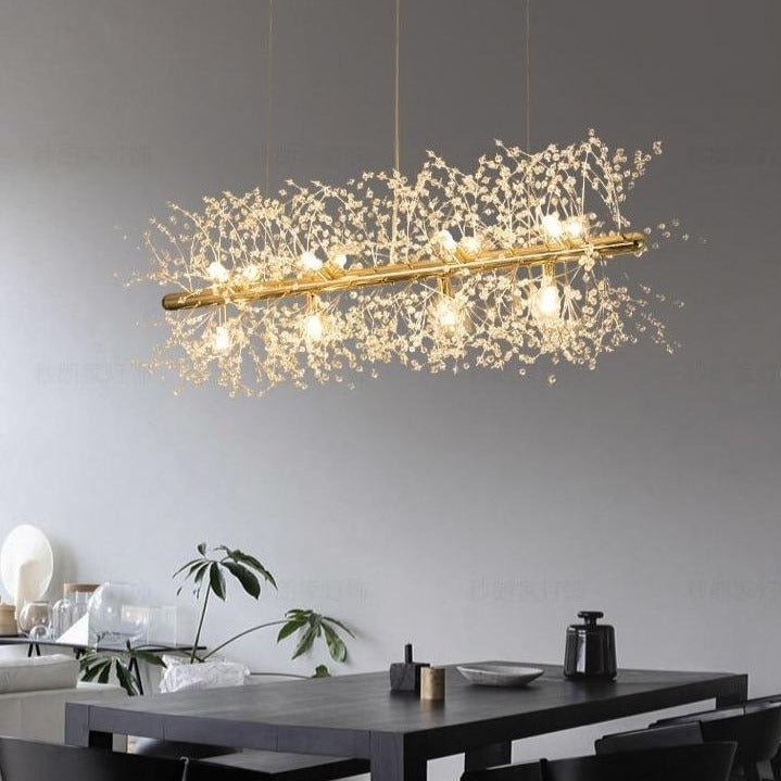 Crystal Snowflake Chandelier Gold Linear Suspension Light - Product detail 7