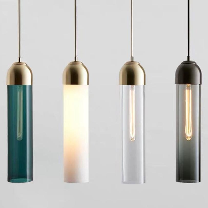 Modern Glass Pendant Light Cylindrical Tube Design - Product showcase