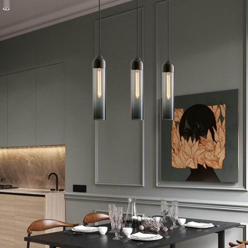 Modern Glass Pendant Light Cylindrical Tube Design - Product example