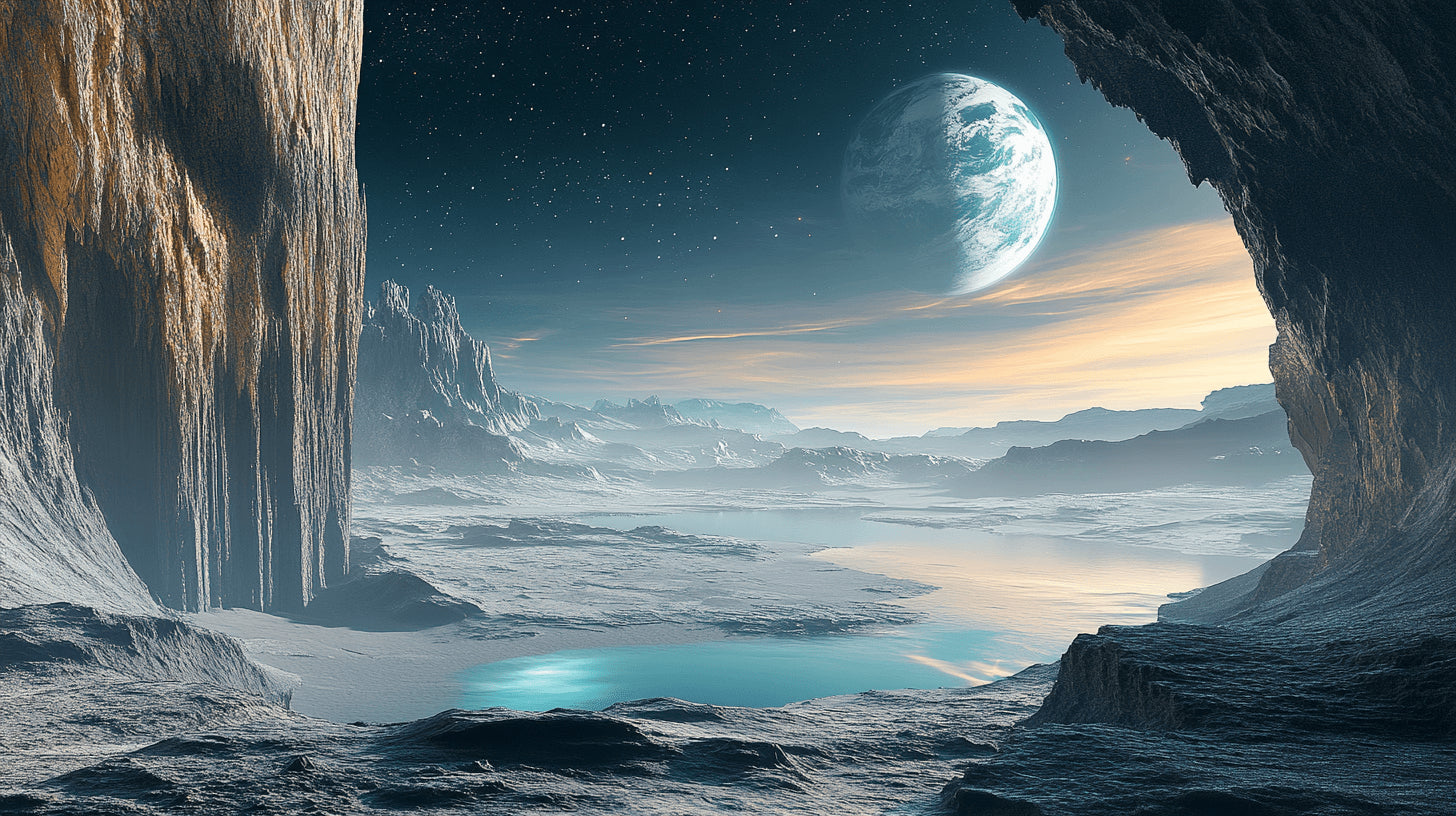 Space wallpaper design file showing detailed alien planet and desert landscape pattern