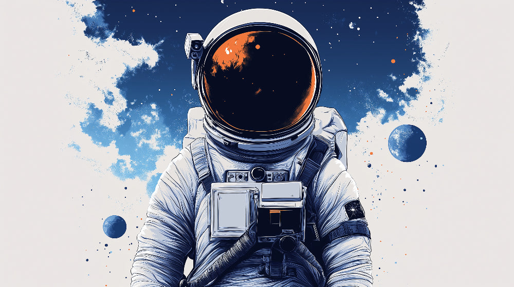Astronaut space wallpaper design file showing detailed cosmic pattern with floating explorer and starry background