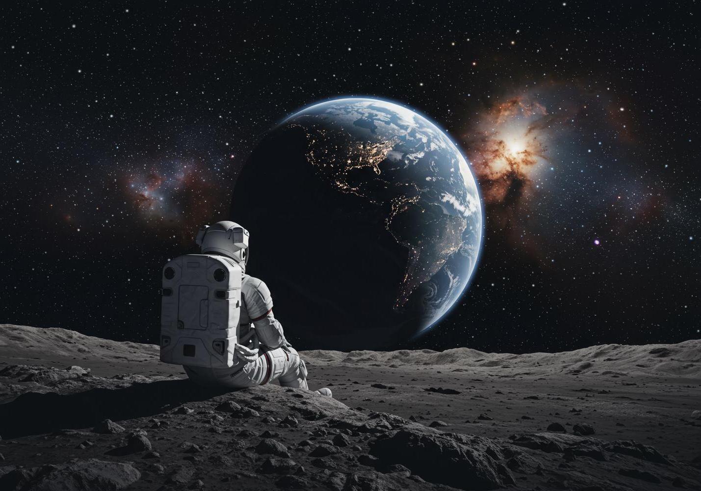 Space exploration wallpaper design file showing detailed astronaut and Earth view pattern