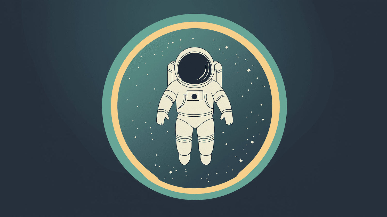 Astronaut wallpaper design file showing floating spaceman with starry circle pattern