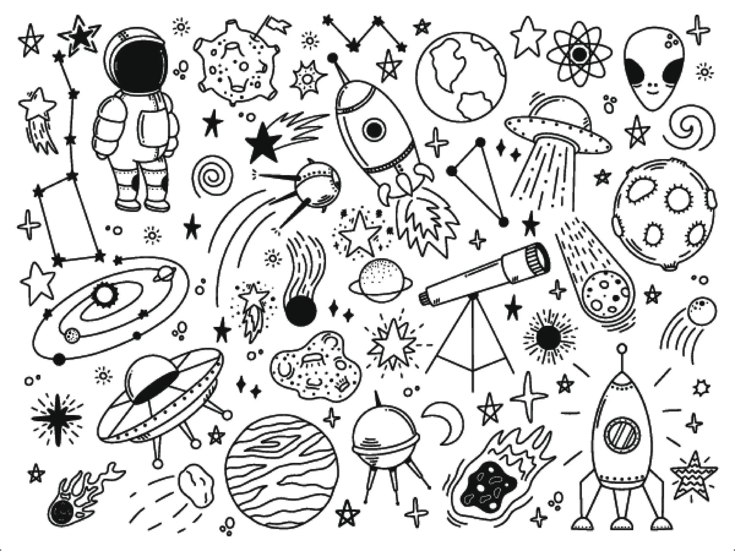 Space wallpaper design file showing black and white astronomy pattern