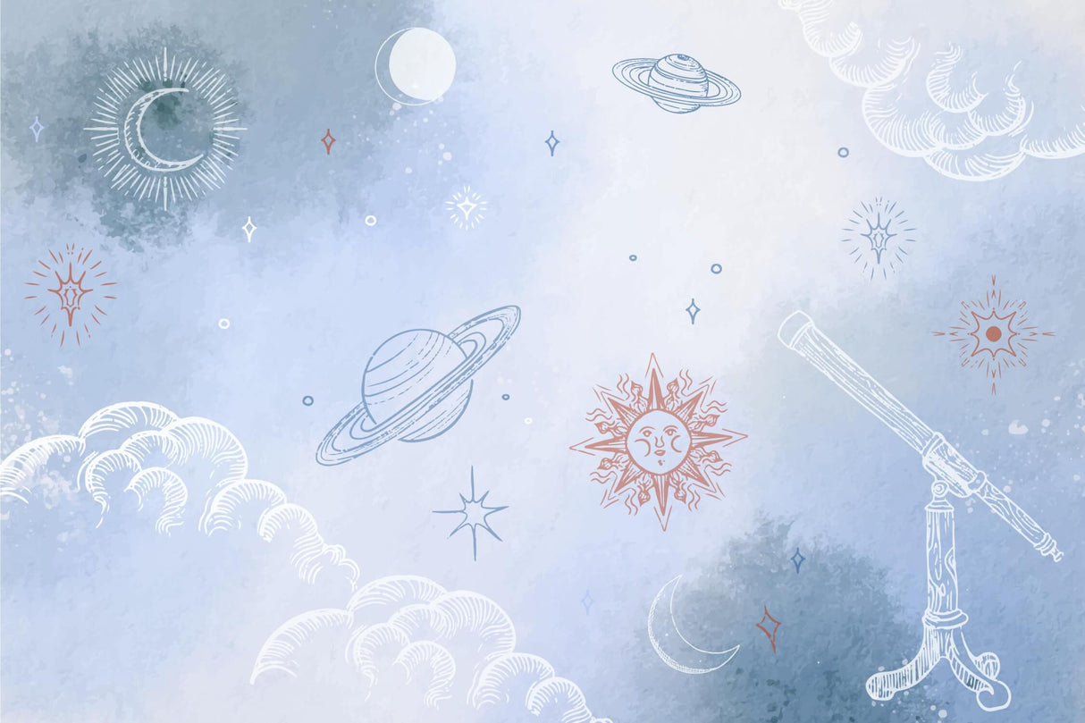 Space wallpaper design file showing detailed planets and stars pattern on serene background