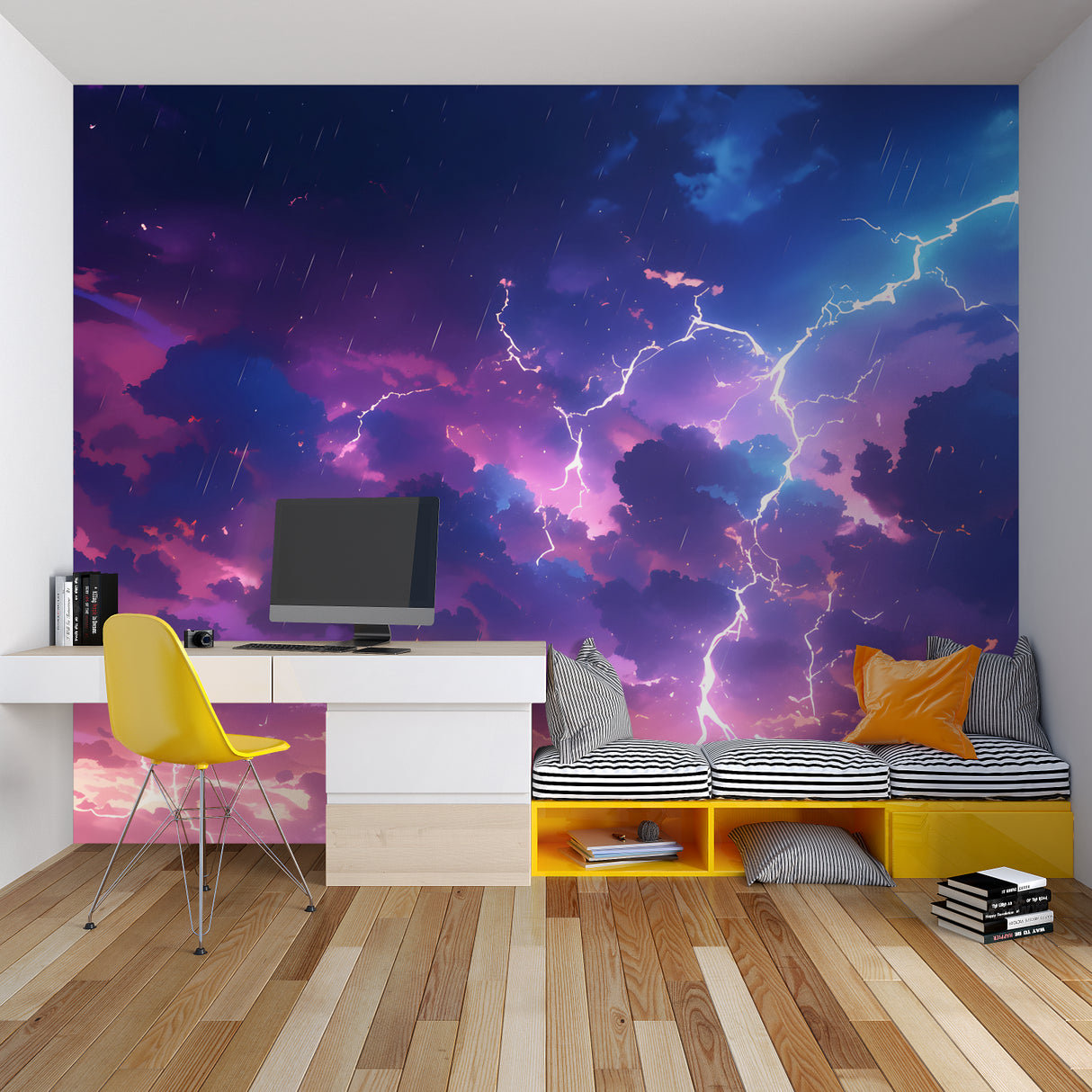 Astronaut wall mural bringing adventure to gaming room setup