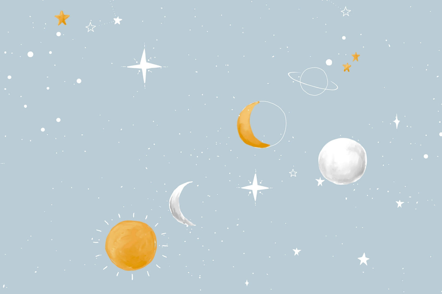 Space wallpaper design file showing detailed moon and stars pattern on blue-grey background