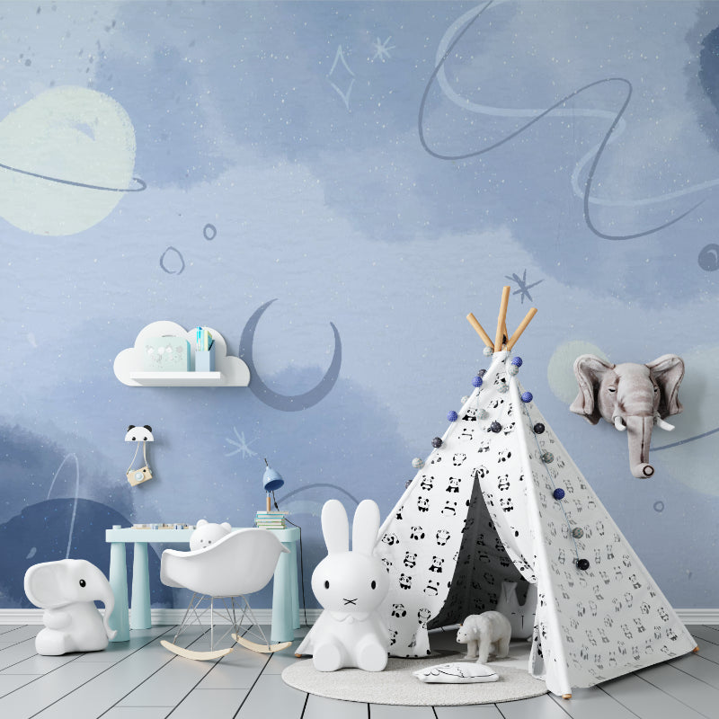Moon and stars wallpaper transforming a child's bedroom into a dreamy sanctuary