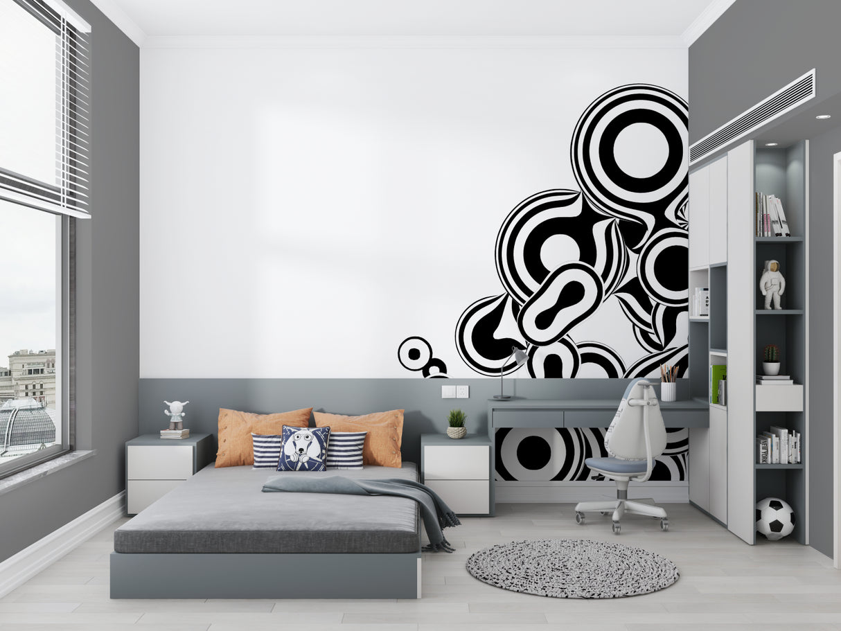 Gaming room showcase of neon space wallpaper creating an immersive cosmic atmosphere