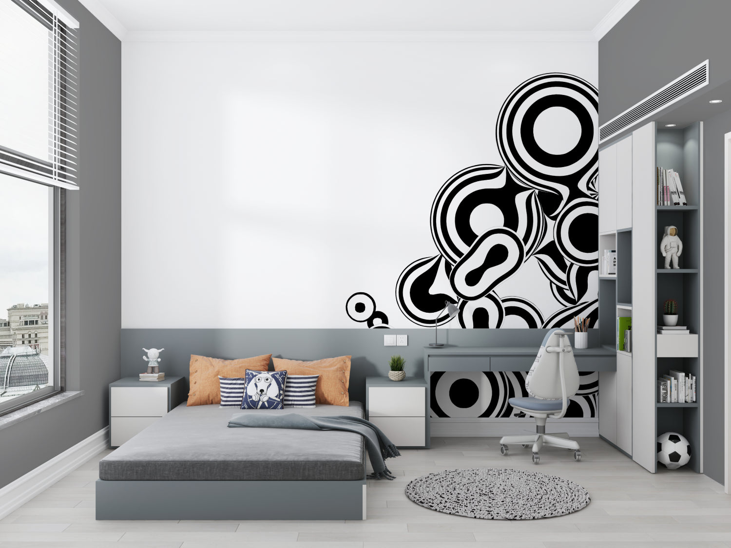Gaming room showcase of neon space wallpaper creating an immersive cosmic atmosphere