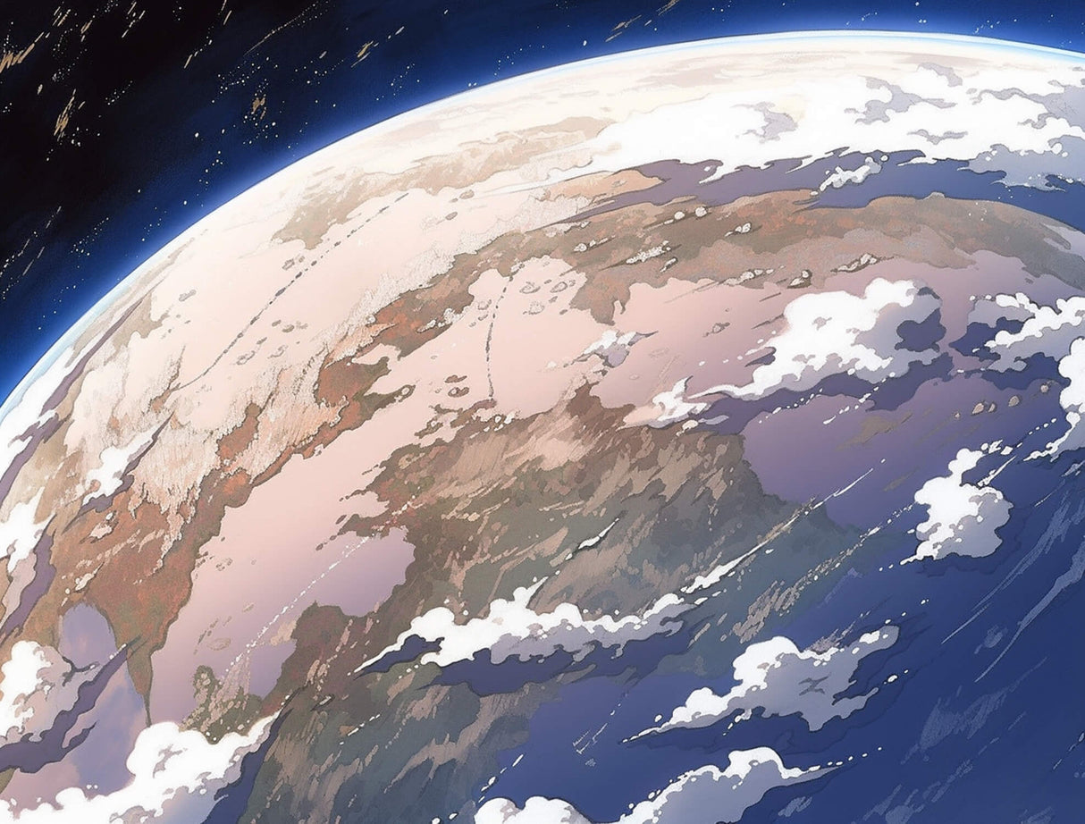 Space wallpaper design file showing detailed planetary view and deep blue galaxy pattern