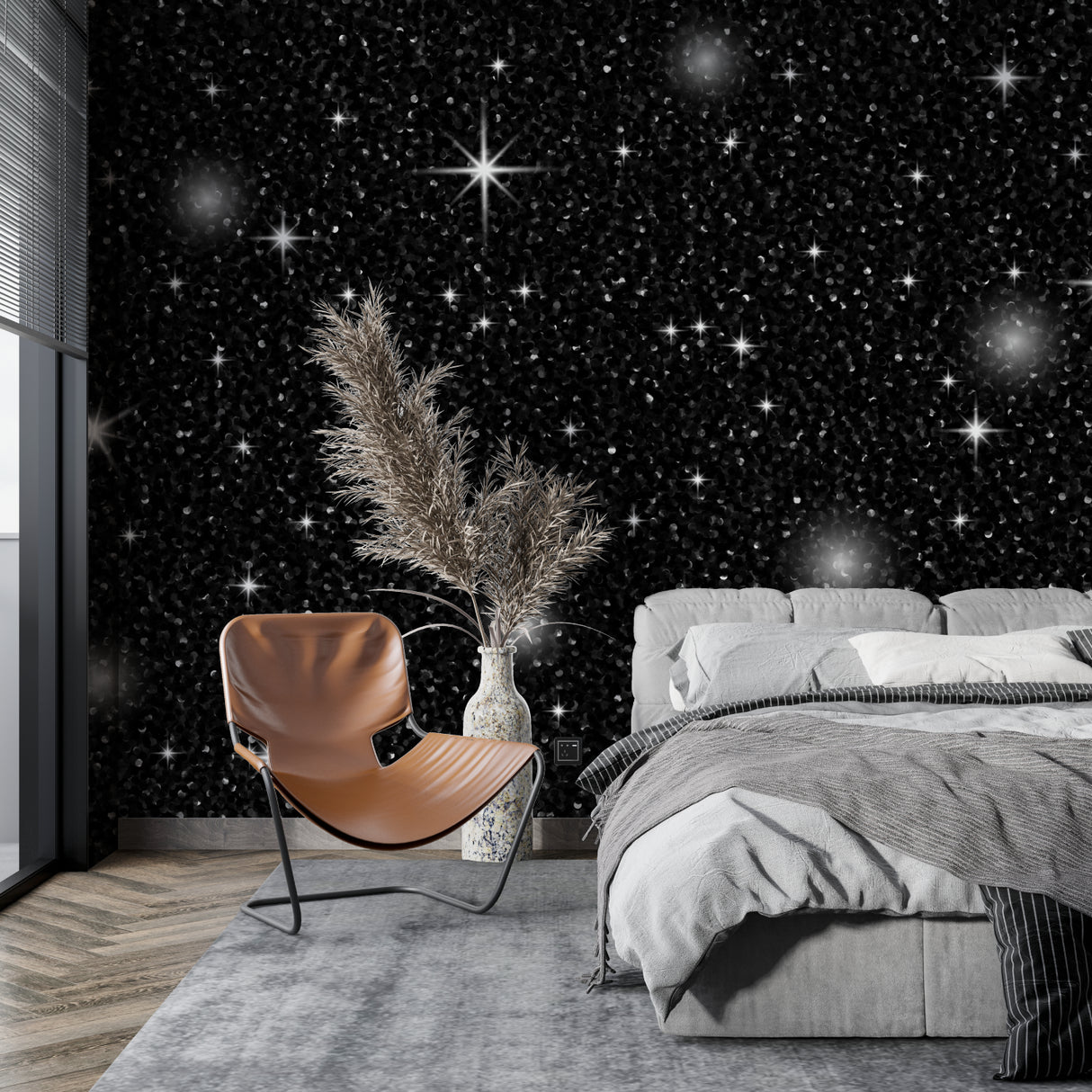 Night Sky Mural transforming a kids' room into a magical space adventure zone