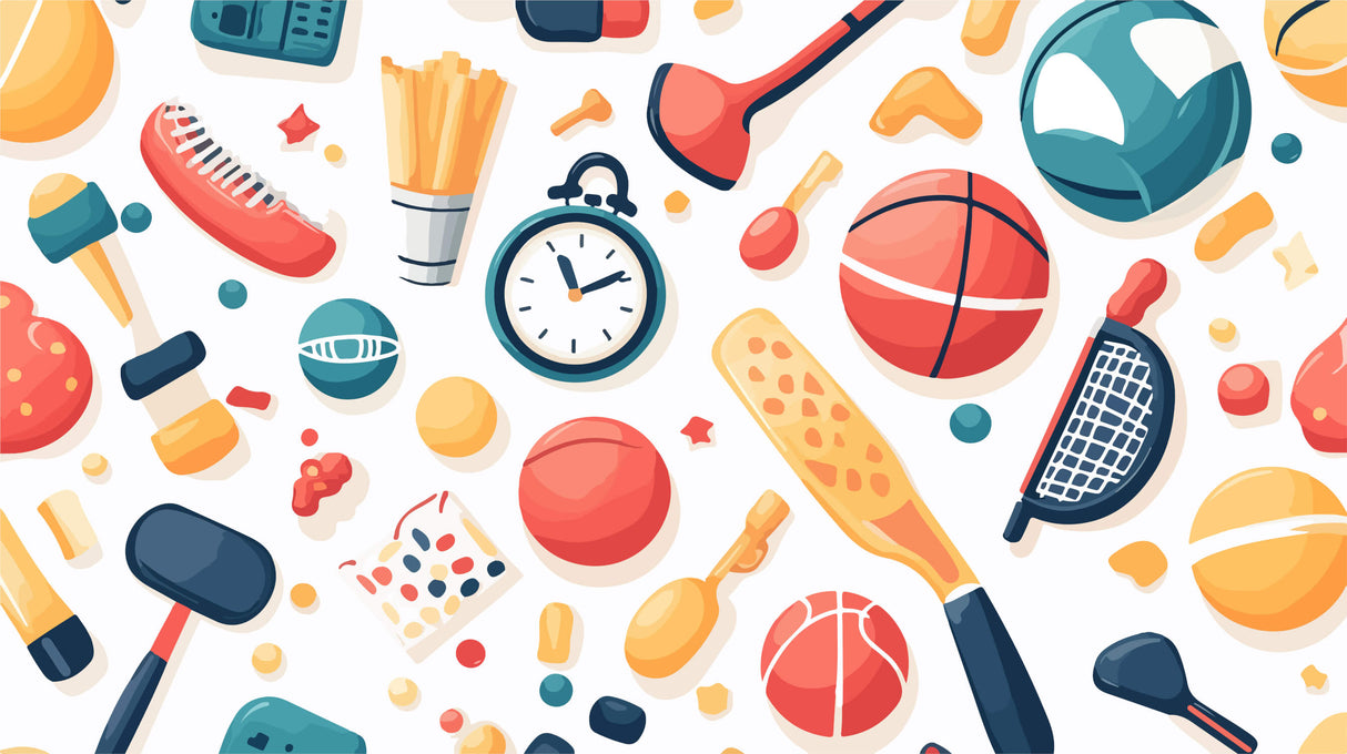 Sports wallpaper design file showing full pattern with basketball and gaming graphics in coral and teal