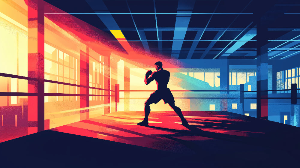 Boxing wallpaper design file showing silhouette against gradient sunset background