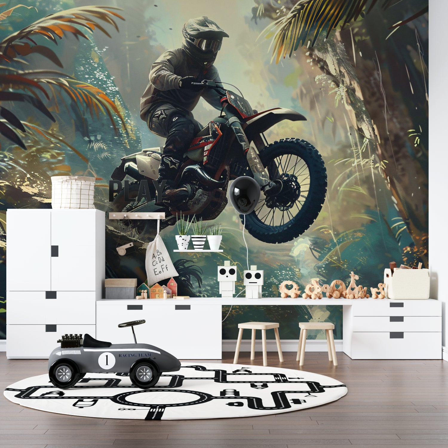 Adventure sports wallpaper bringing energy to home gym space
