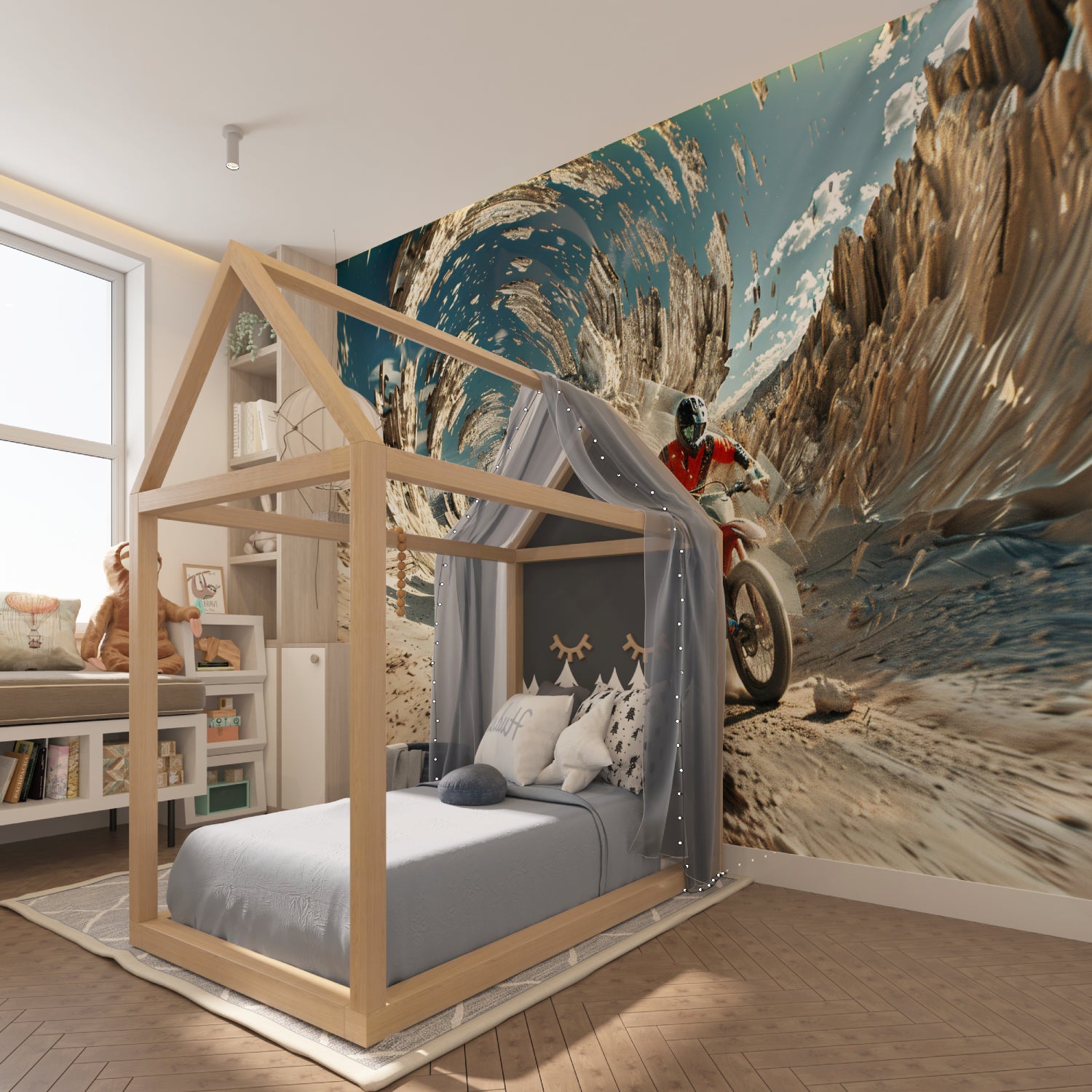 Action sports wallpaper creating impact in a home gym setting