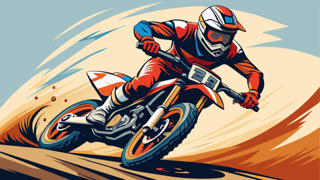 Design file of Motocross racing wallpaper pattern showing full artistic detail