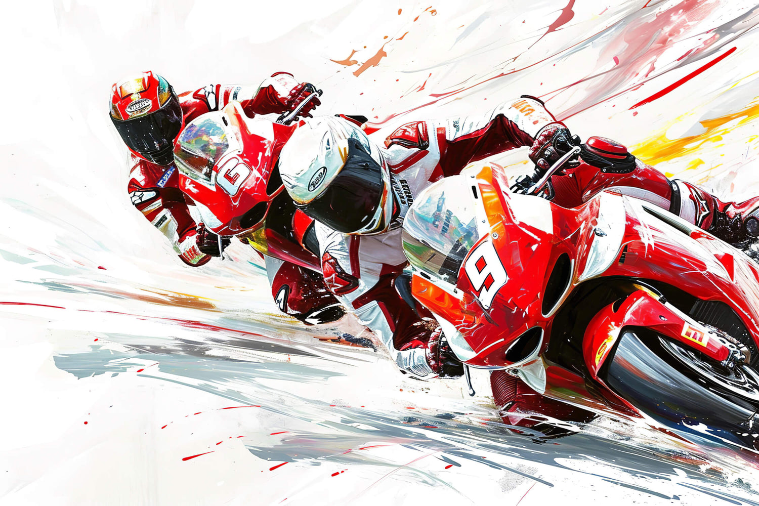 Racing Motorcycle design file with red bikes on white background, showing detailed pattern