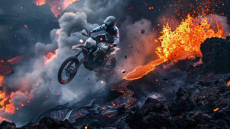 Motocross and volcano design file showing detailed pattern and vivid colors