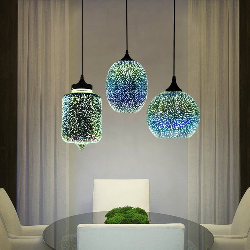 Modern Glass Pendant Light 3D Starlight Effect - Detailed view