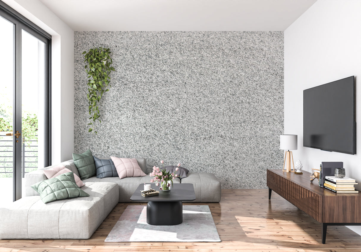 Modern office space featuring grey stone effect wall mural