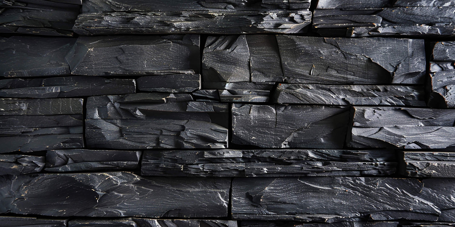 Black slate stone wallpaper design file showing textural details and natural pattern